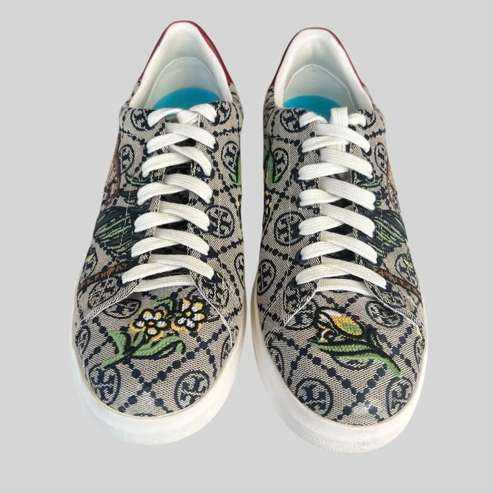 Tory Burch T Monogram Howell Embroidered Sneaker.